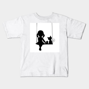 Girl and cat Kids T-Shirt